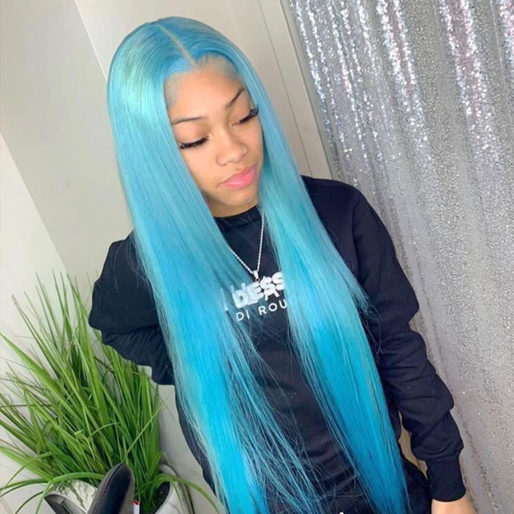 Lace front wig light blue 2025
