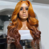 Ombre Ginger Brown Lace Front Wig 100% Real Human Hairv
