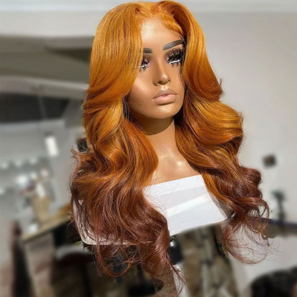 Ombre Ginger Brown Lace Front Wig 100% Real Human Hairv