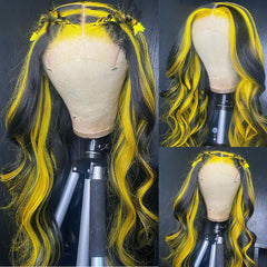 Black cheap yellow wig